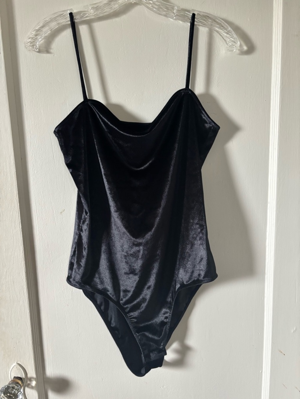 Topshop Black Velour Bodysuit